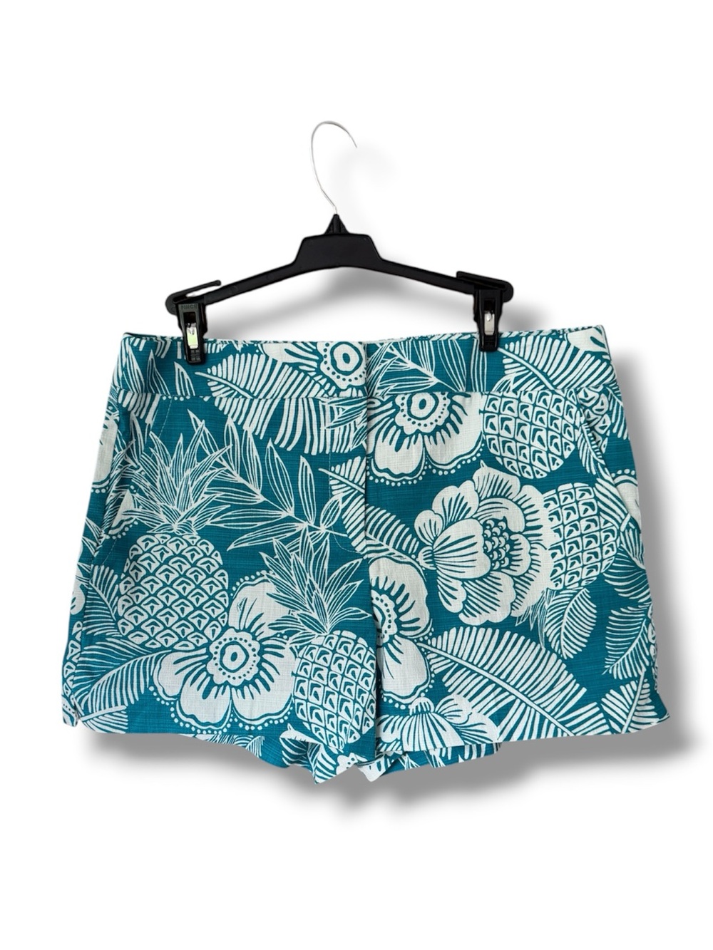 Trina Turk Womens Corbin Shorts Teal Tropical Print Size 10 Retails $198